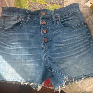 Madewell High waisted Blue Denim Button-Fly Shorts